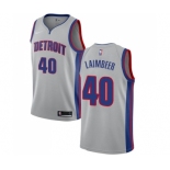 Men's Nike Detroit Pistons #40 Bill Laimbeer Swingman Silver NBA Jersey Statement Edition