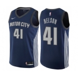 Men's Nike Detroit Pistons #41 Jameer Nelson Authentic Navy Blue NBA Jersey - City Edition