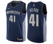 Men's Nike Detroit Pistons #41 Jameer Nelson Authentic Navy Blue NBA Jersey - City Edition