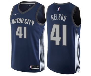 Men's Nike Detroit Pistons #41 Jameer Nelson Authentic Navy Blue NBA Jersey - City Edition