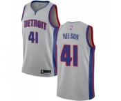 Men's Nike Detroit Pistons #41 Jameer Nelson Authentic Silver NBA Jersey Statement Edition