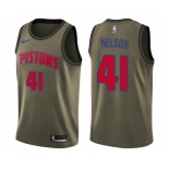 Men's Nike Detroit Pistons #41 Jameer Nelson Swingman Green Salute to Service NBA Jersey