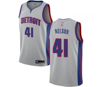 Men's Nike Detroit Pistons #41 Jameer Nelson Swingman Silver NBA Jersey Statement Edition