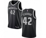 Men's Nike Detroit Pistons #42 Jerry Stackhouse Swingman Black NBA Jersey - City Edition