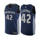 Men's Nike Detroit Pistons #42 Jerry Stackhouse Swingman Navy Blue NBA Jersey - City Edition