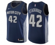 Men's Nike Detroit Pistons #42 Jerry Stackhouse Swingman Navy Blue NBA Jersey - City Edition