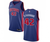 Men's Nike Detroit Pistons #42 Jerry Stackhouse Swingman Royal Blue Road NBA Jersey - Icon Edition