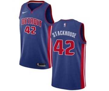 Men's Nike Detroit Pistons #42 Jerry Stackhouse Swingman Royal Blue Road NBA Jersey - Icon Edition