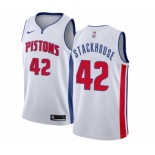 Men's Nike Detroit Pistons #42 Jerry Stackhouse Swingman White Home NBA Jersey - Association Edition