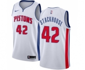 Men's Nike Detroit Pistons #42 Jerry Stackhouse Swingman White Home NBA Jersey - Association Edition