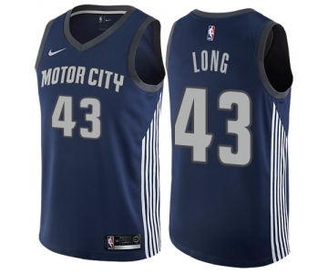 Men's Nike Detroit Pistons #43 Grant Long Swingman Navy Blue NBA Jersey - City Edition