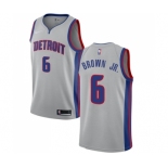 Men's Nike Detroit Pistons #6 Bruce Brown Jr. Authentic Silver NBA Jersey Statement Edition