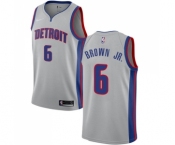 Men's Nike Detroit Pistons #6 Bruce Brown Jr. Authentic Silver NBA Jersey Statement Edition