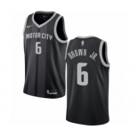 Men's Nike Detroit Pistons #6 Bruce Brown Jr. Swingman Black NBA Jersey - City Edition