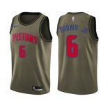 Men's Nike Detroit Pistons #6 Bruce Brown Jr. Swingman Green Salute to Service NBA Jersey