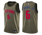 Men's Nike Detroit Pistons #6 Bruce Brown Jr. Swingman Green Salute to Service NBA Jersey