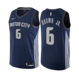 Men's Nike Detroit Pistons #6 Bruce Brown Jr. Swingman Navy Blue NBA Jersey - City Edition