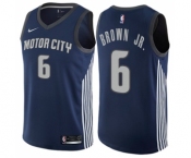 Men's Nike Detroit Pistons #6 Bruce Brown Jr. Swingman Navy Blue NBA Jersey - City Edition