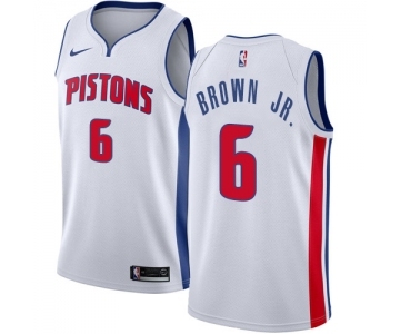 Men's Nike Detroit Pistons #6 Bruce Brown Jr. Swingman White NBA Jersey - Association Edition