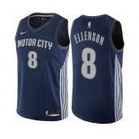 Men's Nike Detroit Pistons #8 Henry Ellenson Authentic Navy Blue NBA Jersey - City Edition