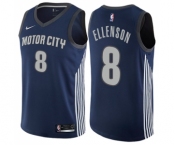 Men's Nike Detroit Pistons #8 Henry Ellenson Authentic Navy Blue NBA Jersey - City Edition