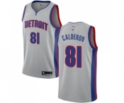 Men's Nike Detroit Pistons #81 Jose Calderon Authentic Silver NBA Jersey Statement Edition