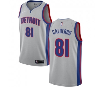 Men's Nike Detroit Pistons #81 Jose Calderon Authentic Silver NBA Jersey Statement Edition