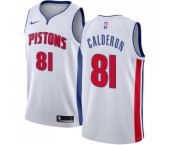 Men's Nike Detroit Pistons #81 Jose Calderon Authentic White NBA Jersey - Association Edition