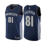 Men's Nike Detroit Pistons #81 Jose Calderon Swingman Navy Blue NBA Jersey - City Edition