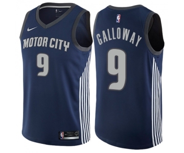 Men's Nike Detroit Pistons #9 Langston Galloway Swingman Navy Blue NBA Jersey - City Edition