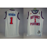 nba detroit pistons #1 iverson white[swingman] [detroit pistons]