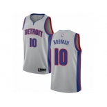 Women Nike Detroit Pistons #10 Dennis Rodman Authentic Silver NBA Jersey Statement Edition