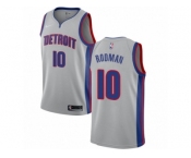 Women Nike Detroit Pistons #10 Dennis Rodman Authentic Silver NBA Jersey Statement Edition