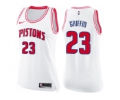 Women Nike Detroit Pistons #23 Blake Griffin White Pink NBA Swingman Fashion Jersey