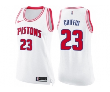 Women Nike Detroit Pistons #23 Blake Griffin White Pink NBA Swingman Fashion Jersey