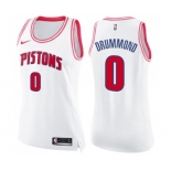 Women's Nike Detroit Pistons #0 Andre Drummond Swingman White Pink Fashion NBA Jersey