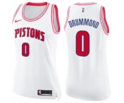 Women's Nike Detroit Pistons #0 Andre Drummond Swingman White Pink Fashion NBA Jersey