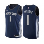 Women's Nike Detroit Pistons #1 Allen Iverson Swingman Navy Blue NBA Jersey - City Edition