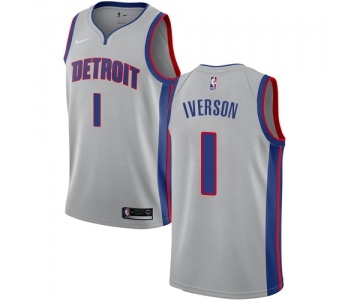 Women's Nike Detroit Pistons #1 Allen Iverson Swingman Silver NBA Jersey Statement Edition