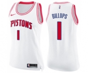 Women's Nike Detroit Pistons #1 Chauncey Billups Swingman White Pink Fashion NBA Jersey