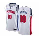 Women's Nike Detroit Pistons #10 Dennis Rodman Swingman White Home NBA Jersey - Association Edition