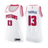 Women's Nike Detroit Pistons #13 Khyri Thomas Swingman White Pink Fashion NBA Jersey