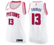 Women's Nike Detroit Pistons #13 Khyri Thomas Swingman White Pink Fashion NBA Jersey