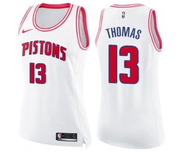 Women's Nike Detroit Pistons #13 Khyri Thomas Swingman White Pink Fashion NBA Jersey