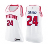 Women's Nike Detroit Pistons #24 Mateen Cleaves Swingman White Pink Fashion NBA Jersey