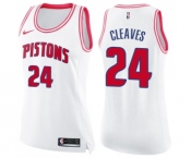 Women's Nike Detroit Pistons #24 Mateen Cleaves Swingman White Pink Fashion NBA Jersey