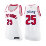 Women's Nike Detroit Pistons #25 Reggie Bullock Swingman White Pink Fashion NBA Jersey