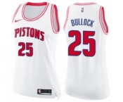 Women's Nike Detroit Pistons #25 Reggie Bullock Swingman White Pink Fashion NBA Jersey