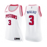 Women's Nike Detroit Pistons #3 Ben Wallace Swingman White Pink Fashion NBA Jersey