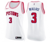 Women's Nike Detroit Pistons #3 Ben Wallace Swingman White Pink Fashion NBA Jersey